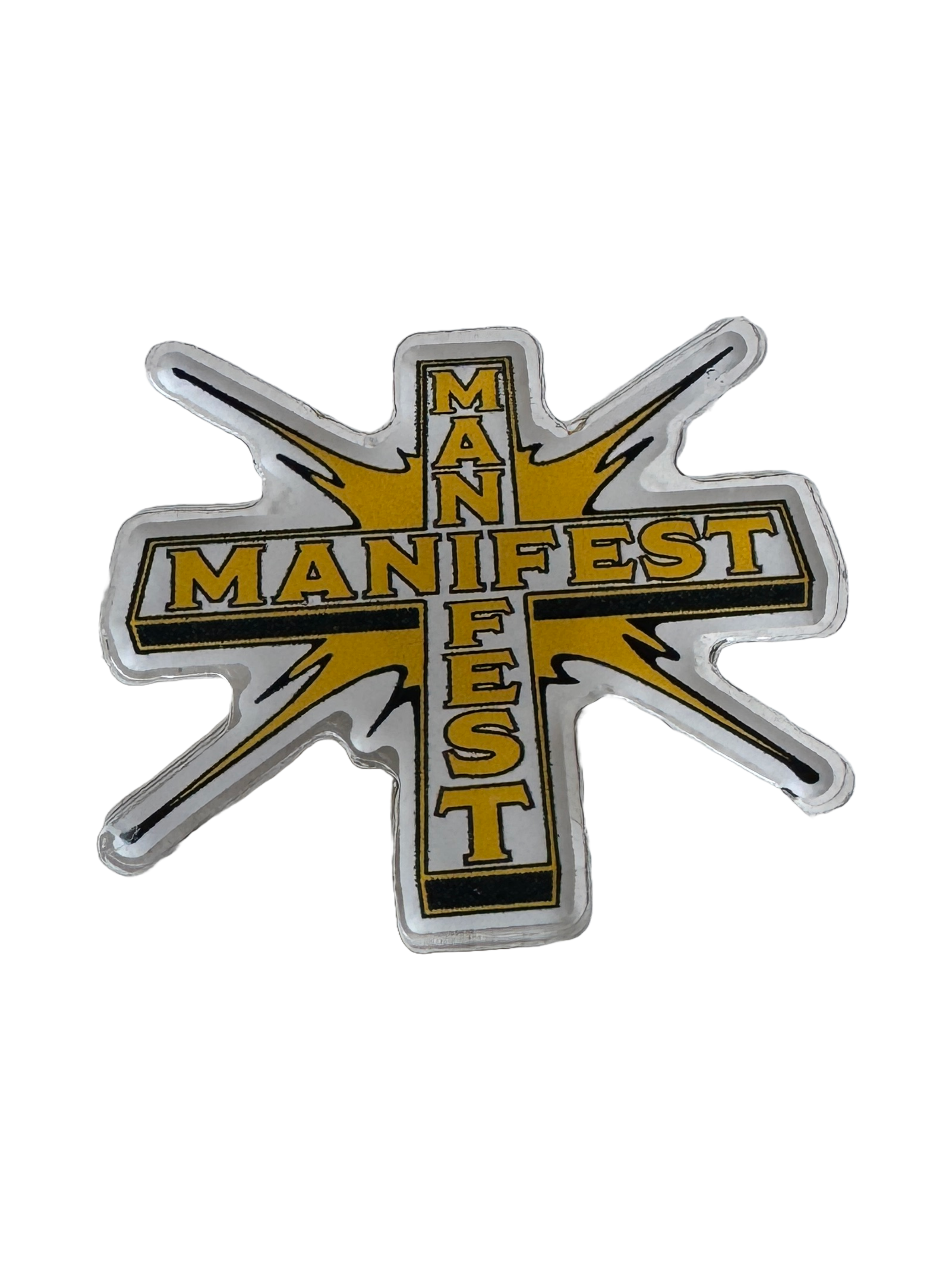 MNFST CROSS PIN BADGE
